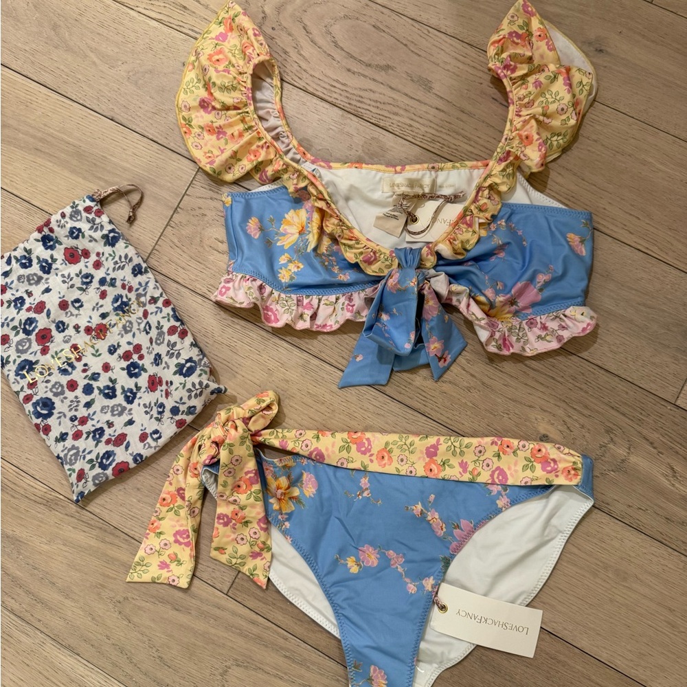 LoveShackFancy Floral Ruffle Bikini
